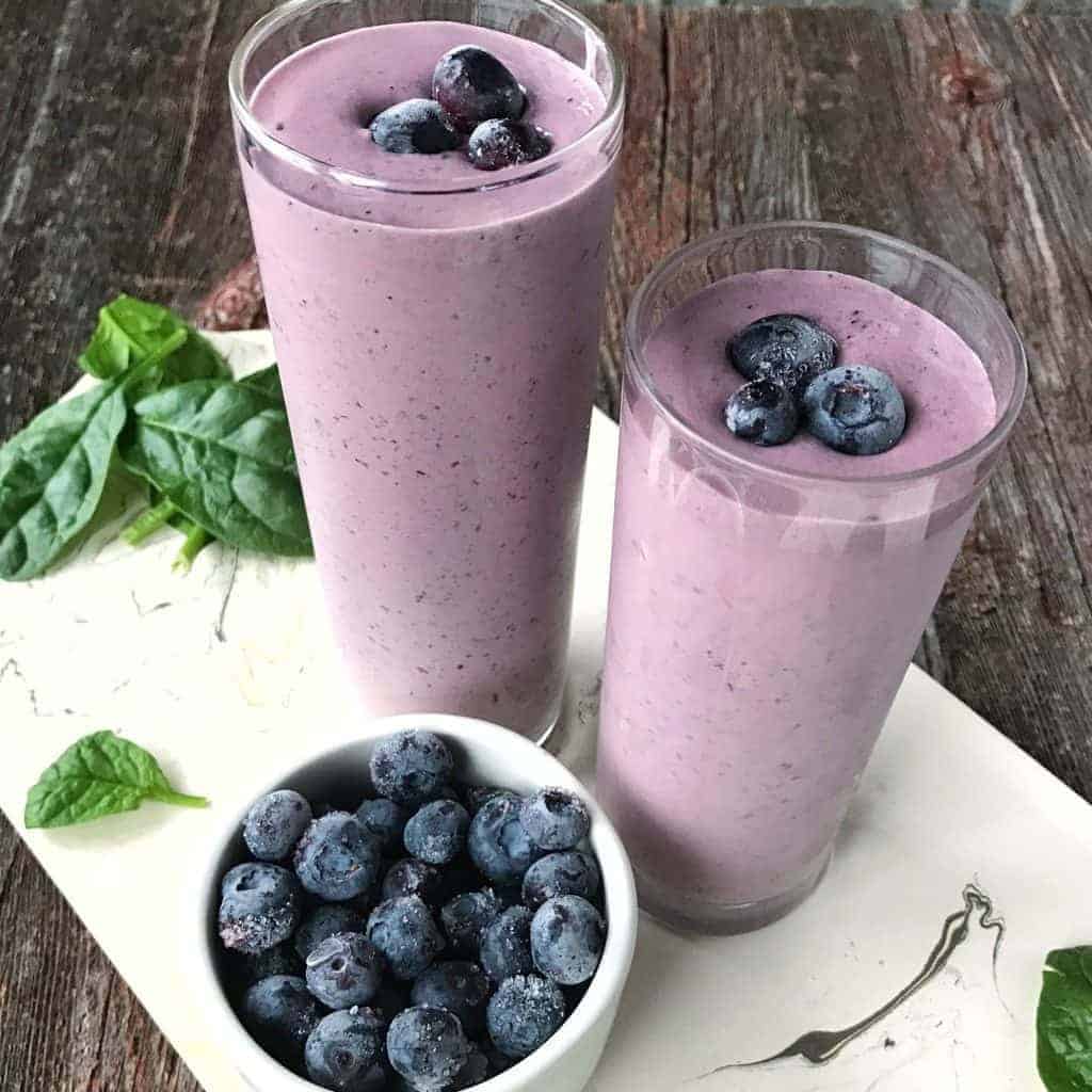 blueberry smoothies on a table