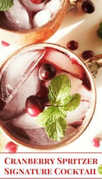 A close up of a cranberry cocktail