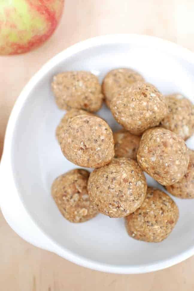 No Bake Apple Peanut Butter Energy Bites from Snacking in Sneakers
