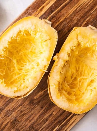 spaghetti squash sliced in half