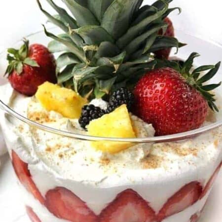 a fruit trifle shown up close