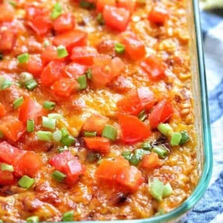 a close up of baked bean dip