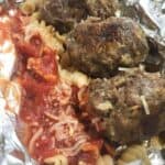A close up of food, with Meatballs