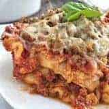 A plate of lasagna