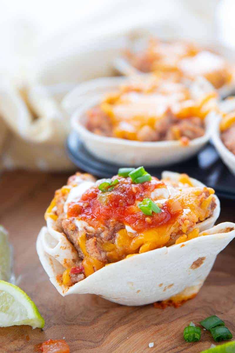 taco cups after baking