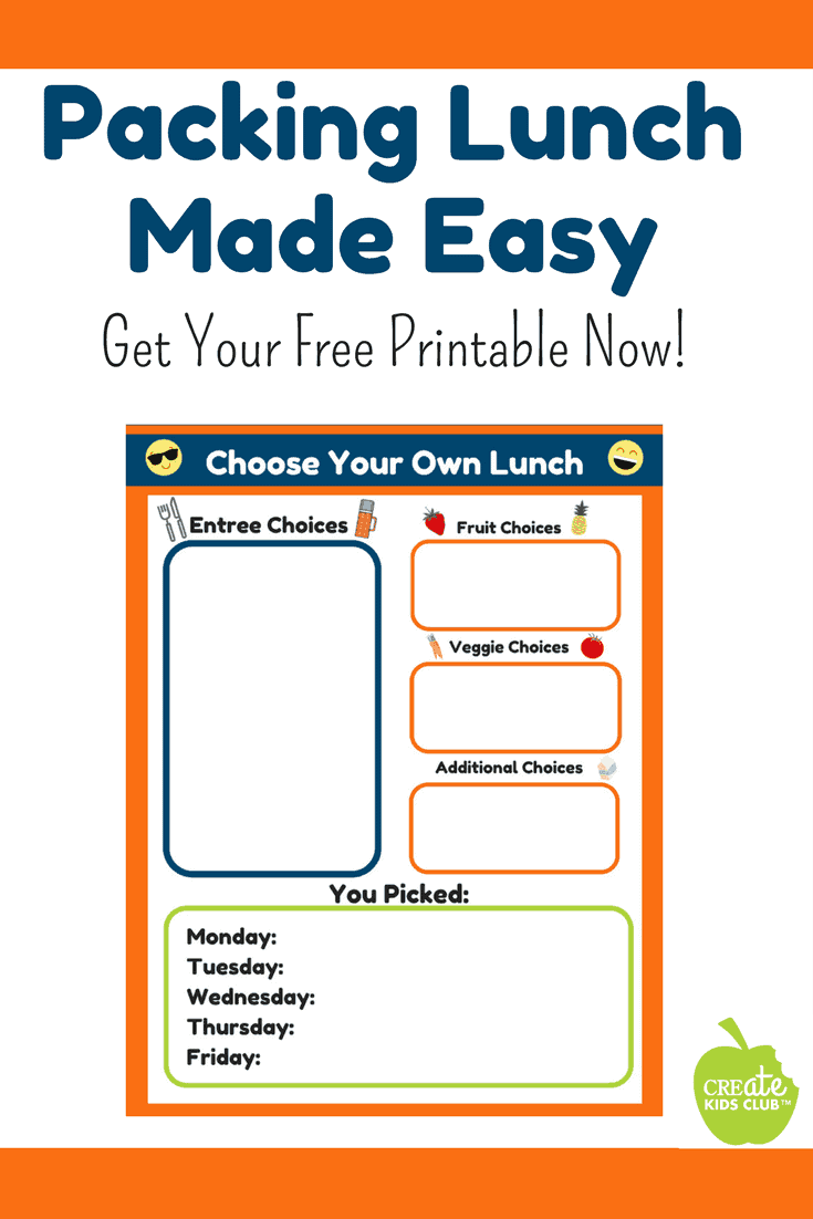 Meal prep for lunch #sponsored - Preparing lunches for the week just got easier. This free printable form is a guide parents can use to help their children choose healthy school lunches. Parents fill out the form based on foods on hand, children choose what goes into their lunchbox choosing from each category. Meal prep for the week done in a stress-free, easy to complete form. #produceforkids