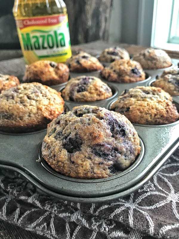blueberry muffins in a muffin pan
