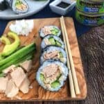 tuna sushi rolls with veggies