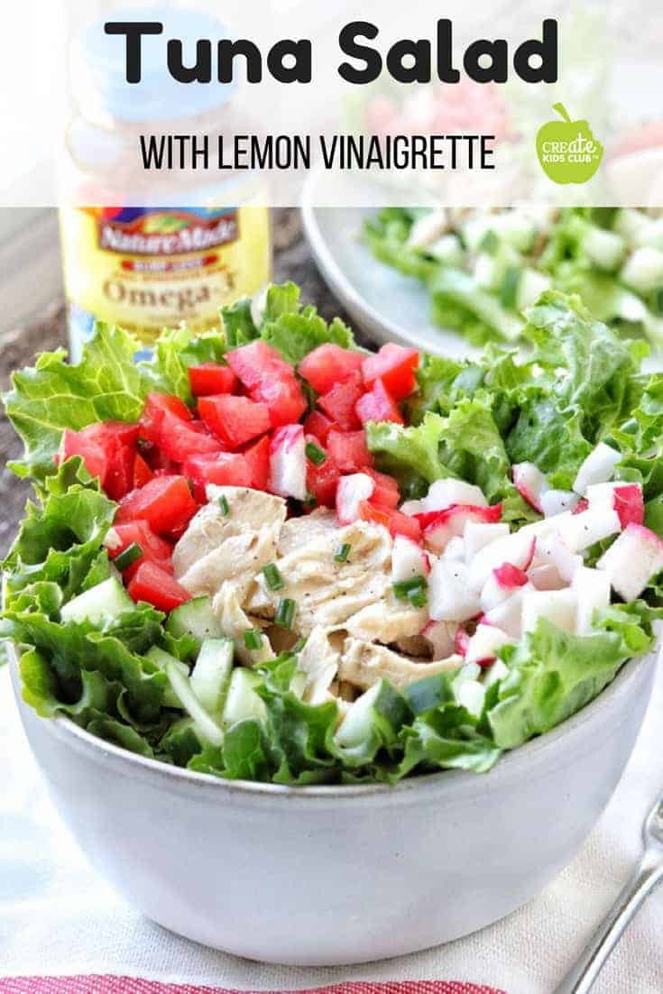 #ad An easy & healthy tuna salad recipe with no mayo. Grab the citrus vinaigrette recipe that is made with olive oil, apple cider vinegar, and lemon juice. This homemade salad dressing is health & perfect for any summer salad. Learn the benefits of Omega-3's in your diet. Text OMEGA3 to 555888 & watch a quick video from Nature Made to learn more about your Heart Health & Omega-3s at Walmart. #NatureMadeHeartHealth @NatureMadeVitamins @Walmart #tunasalad #vinaigrette