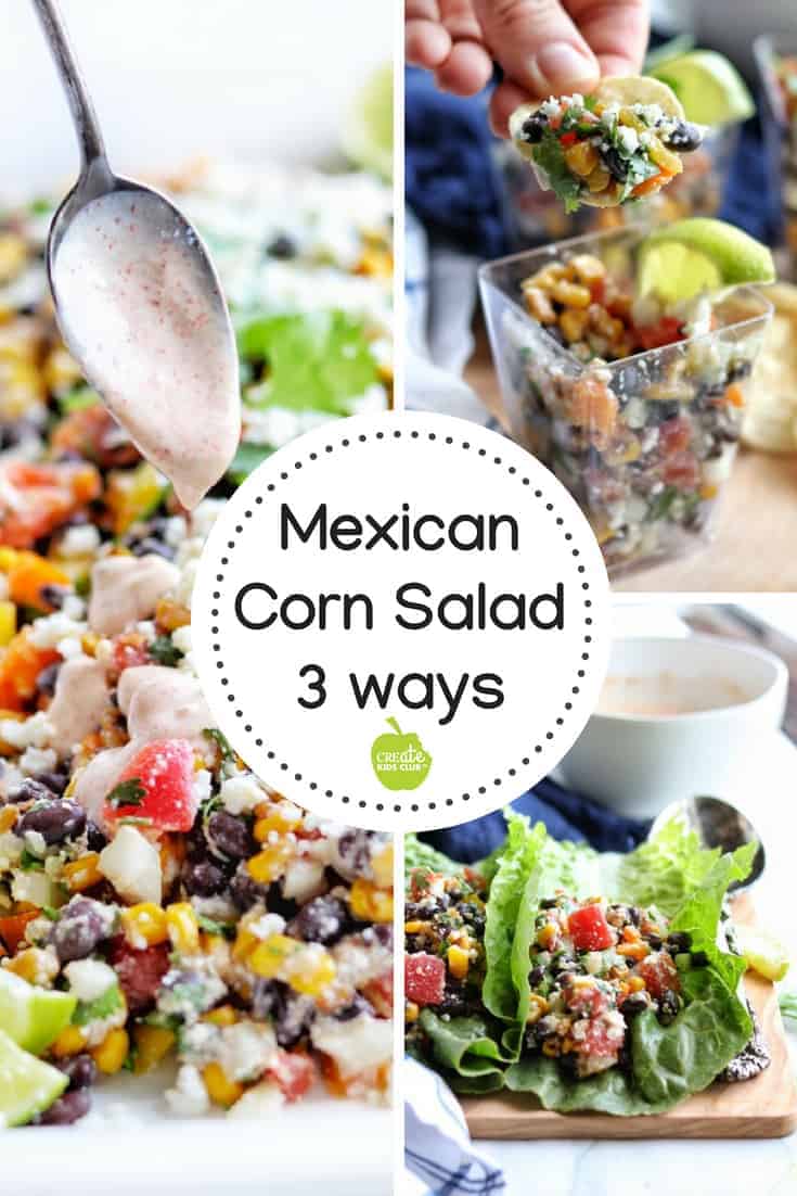 A Mexican Street Corn Salad that is healthy and simple to make. #sponsored This vegetarian side dish uses black beans, tomatoes, limes, cilantro, and peppers and is topped with no mayo, yogurt-based chili lime dressing. #tomatowellness #cornsalad #mexicancornsalad #mexicanstreetcornsalad #cornsaladnomayo #roastedcornsalad