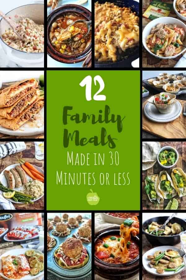 Simple dinner ideas and meals for kids that utilize fresh, frozen, or canned vegetables helping you get a balanced meal on the table in 30 minutes or less. #dinnerideas #kidfriendlydinnerrecipes #30minutemeals