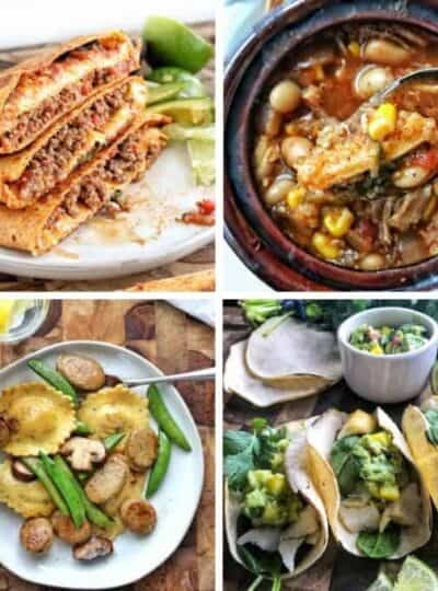 4 pictures of dinners with words family meals