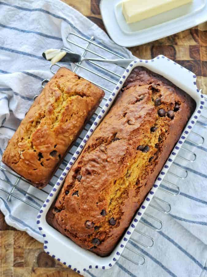two loaves of pumpkin bread
