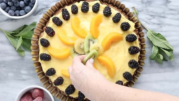 kiwis added to fruit flan