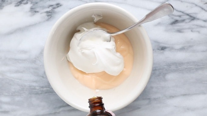 A bowl filled with yogurt and cool whip