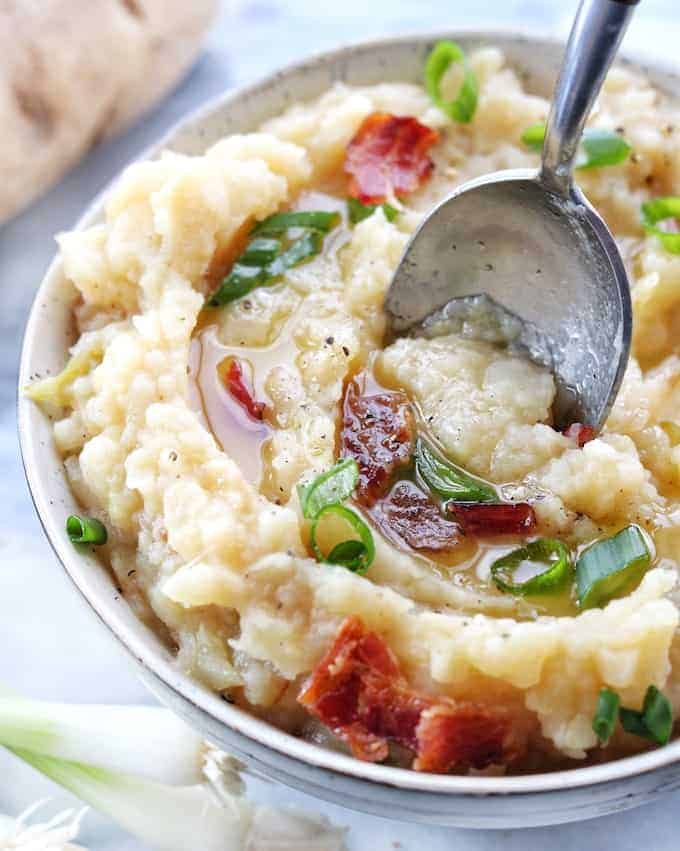 A close up of Potato and Cabbage colcannon
