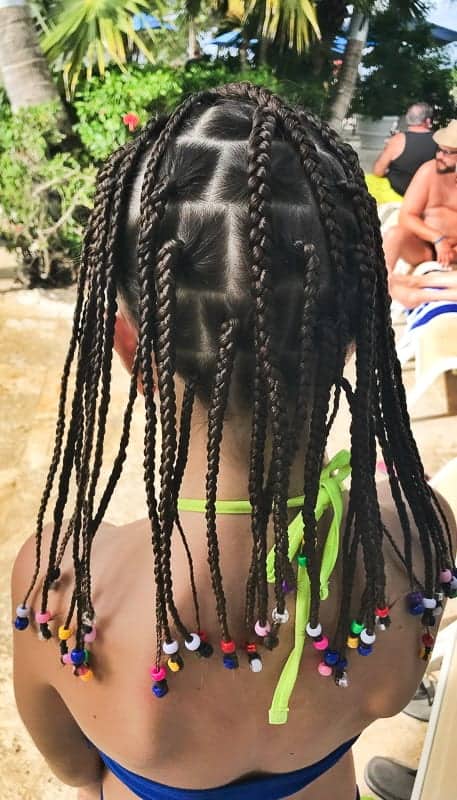 Hair braided at Hilton Rose Hall Jamaica