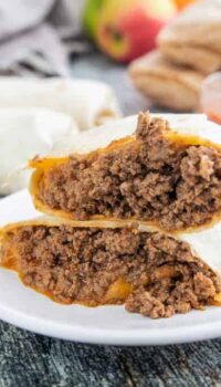A plate of beef burritos