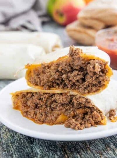 A plate of beef burritos