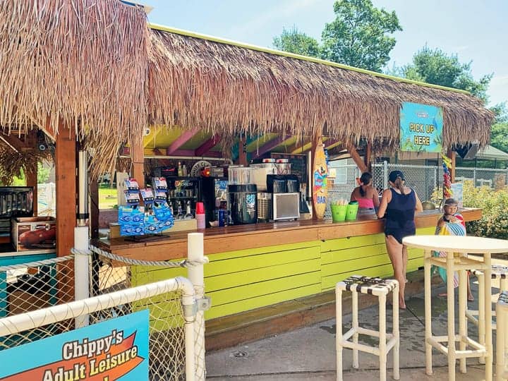 Tiki hut consession stand at evergreen campground the best camping in Wisconsin.