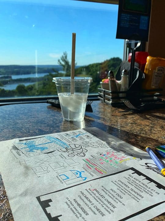 things to do in galena il showcasing the view from a booth at the summit restaurant