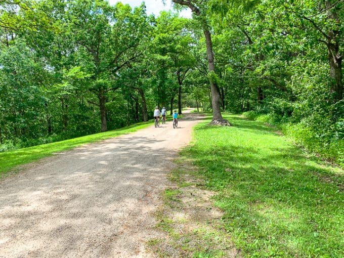 things to do in galena il showcasing a family mountain biking