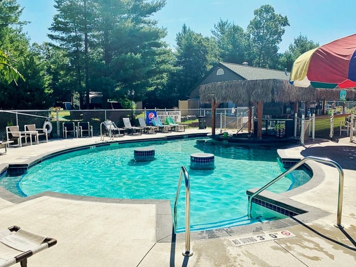 best camping in wisconsin includes a swim-up adults only pool and bar.