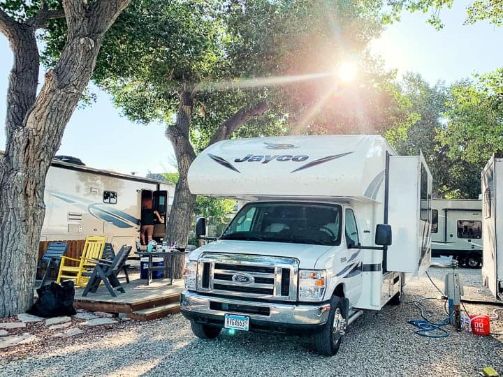 hilltop rv shown in a Koa campground