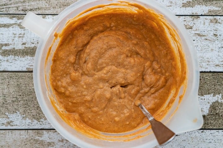 stirred pumpkin pancake batter