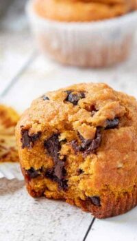 A close up of a pumpkin muffin