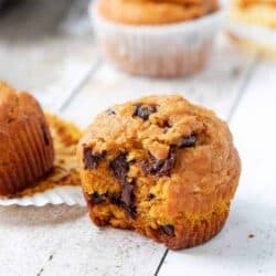A close up of a pumpkin muffin