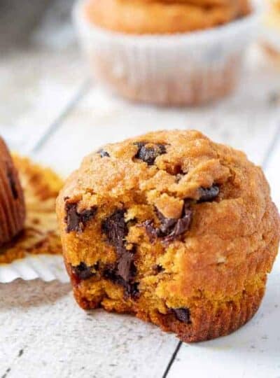 A close up of a pumpkin muffin