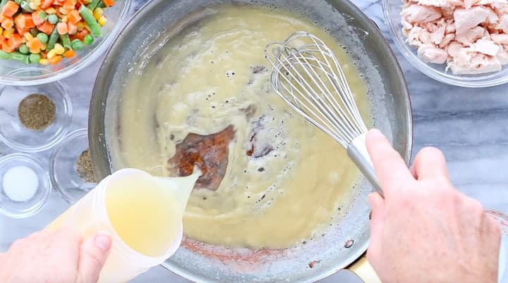 broth whisked into roux.