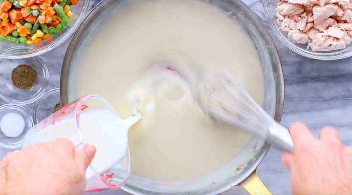 milk added to a roux mix