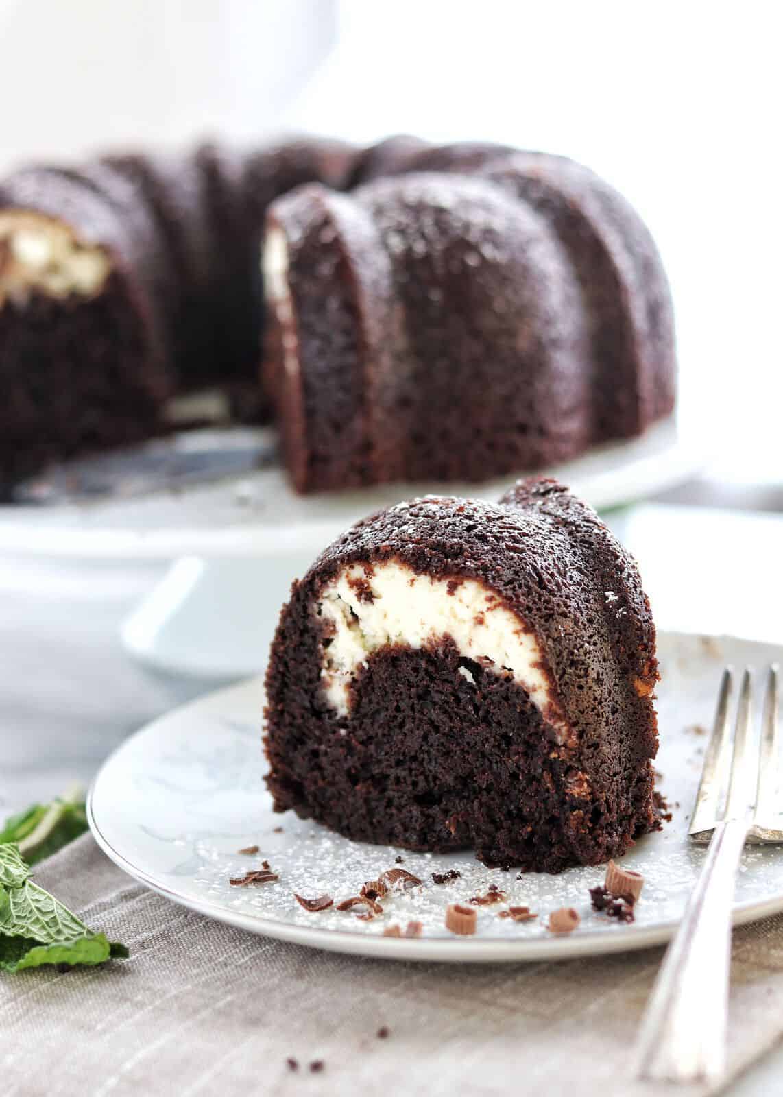 A piece of cake on a plate