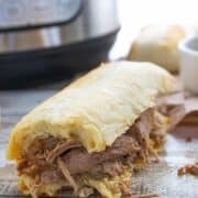 French dip sandwich on a bun