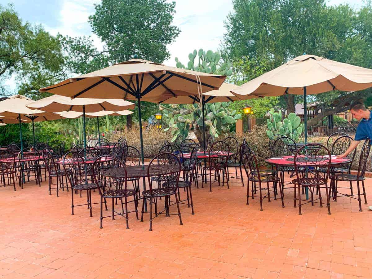 White Stallion Ranch, the Best All-Inclusive Resort in Arizona showing the outside patio dining area.