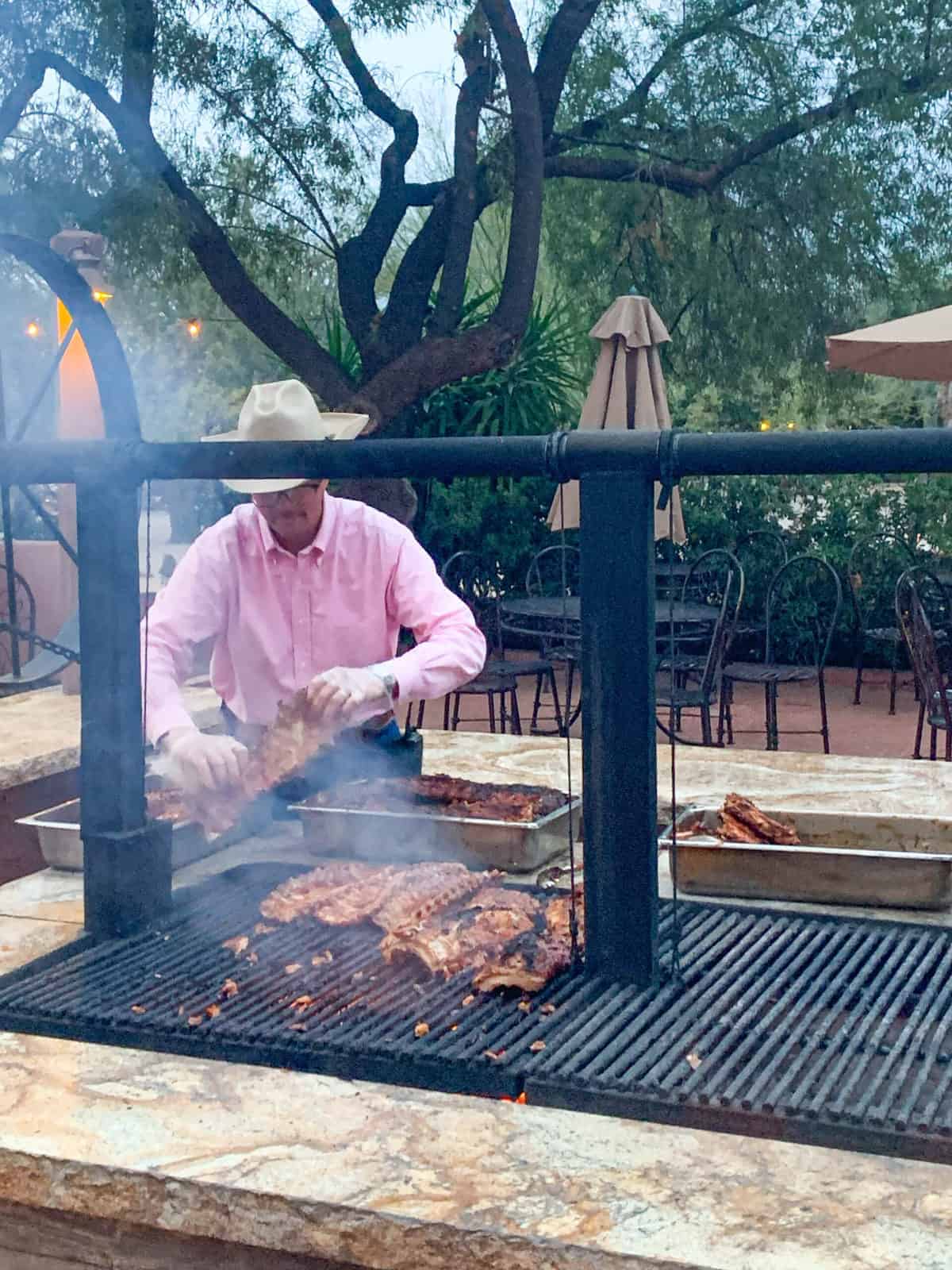 A man cooking on a grill