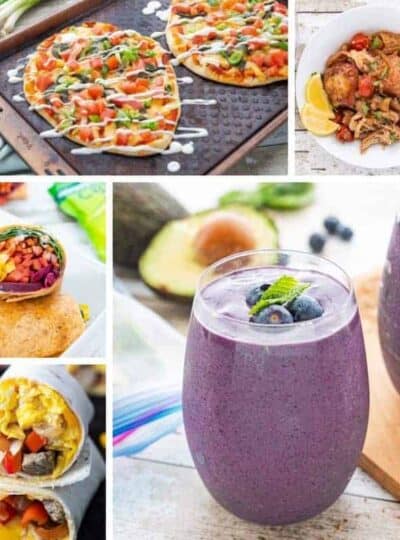 Many different types of food on a table