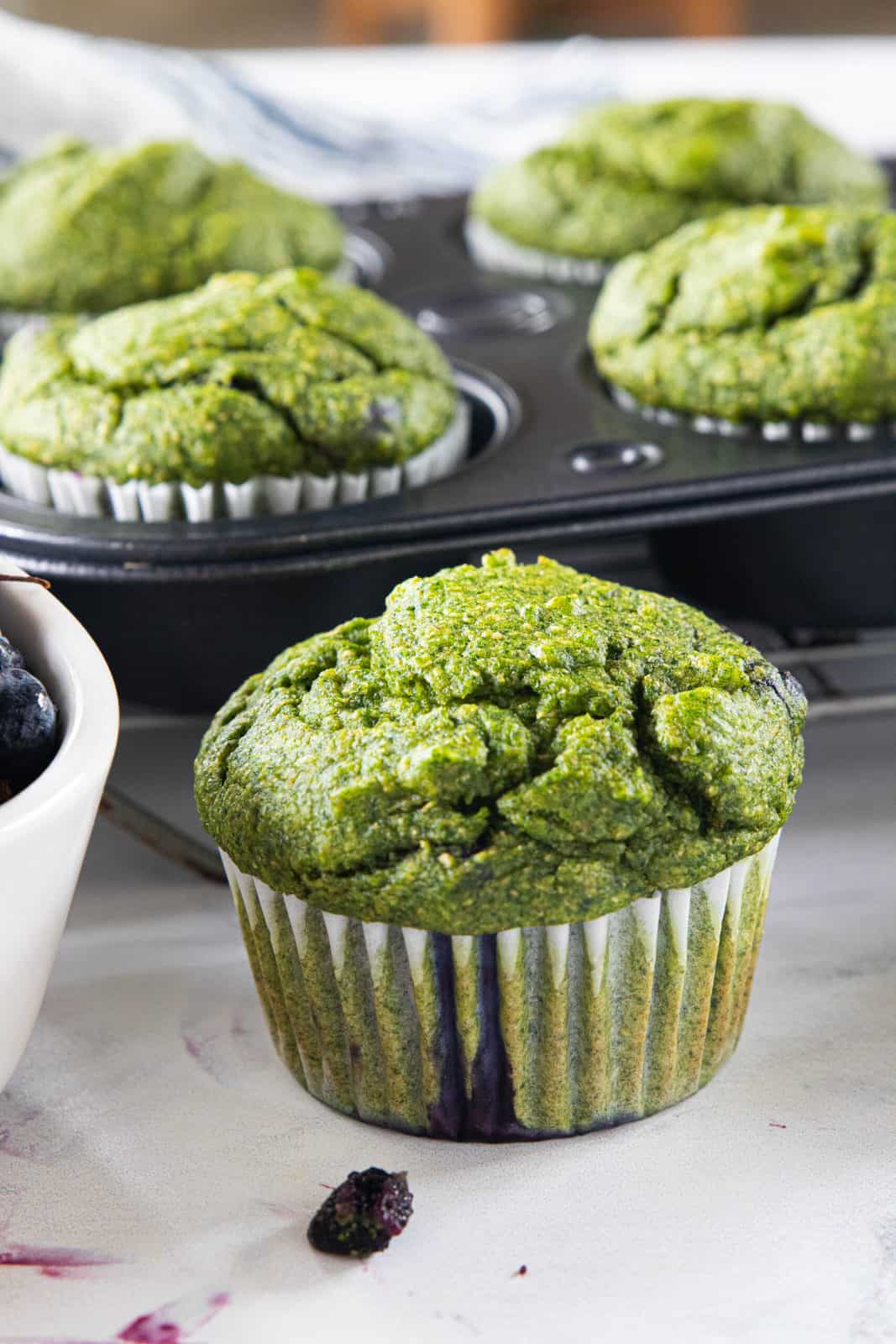 Spinach Muffins with Banana and Blueberries