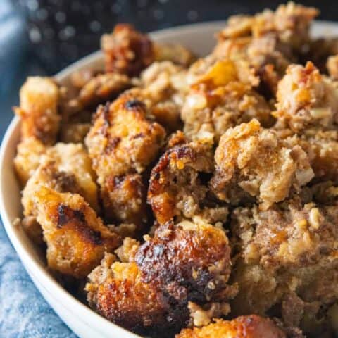 A dish is filled with Stuffing