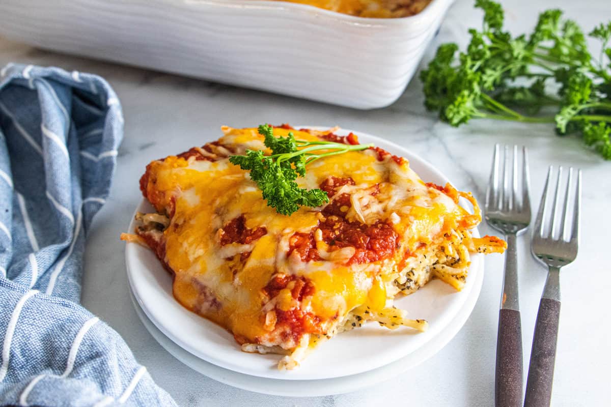 Vegetarian Baked Spaghetti | Jodi Danen, RDN | Create Kids Club