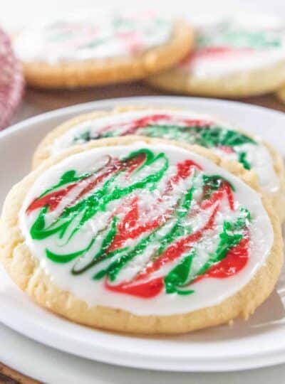 Christmas cookies on a plate.