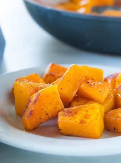 cooked squash on a plate.