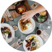 plates of food on a table.