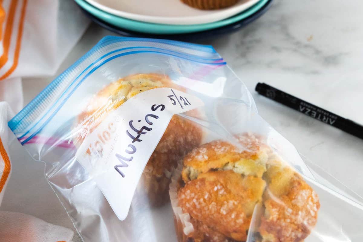 muffins in ziplock bag.