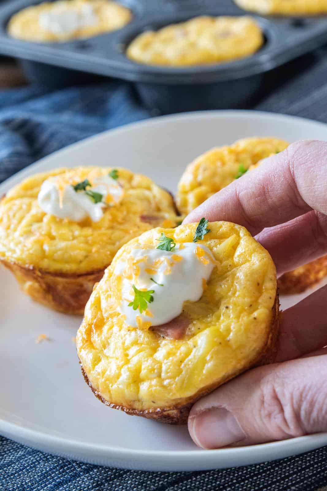 hash brown egg cups on plate