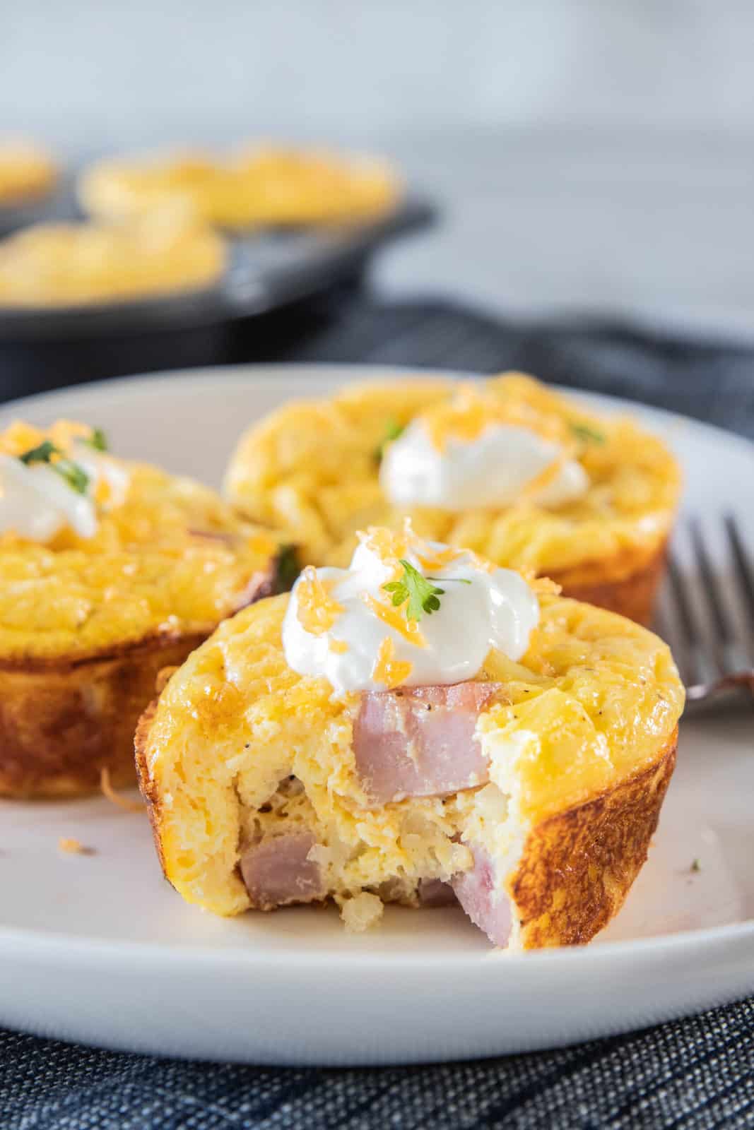 ham and cheese egg cup on plate