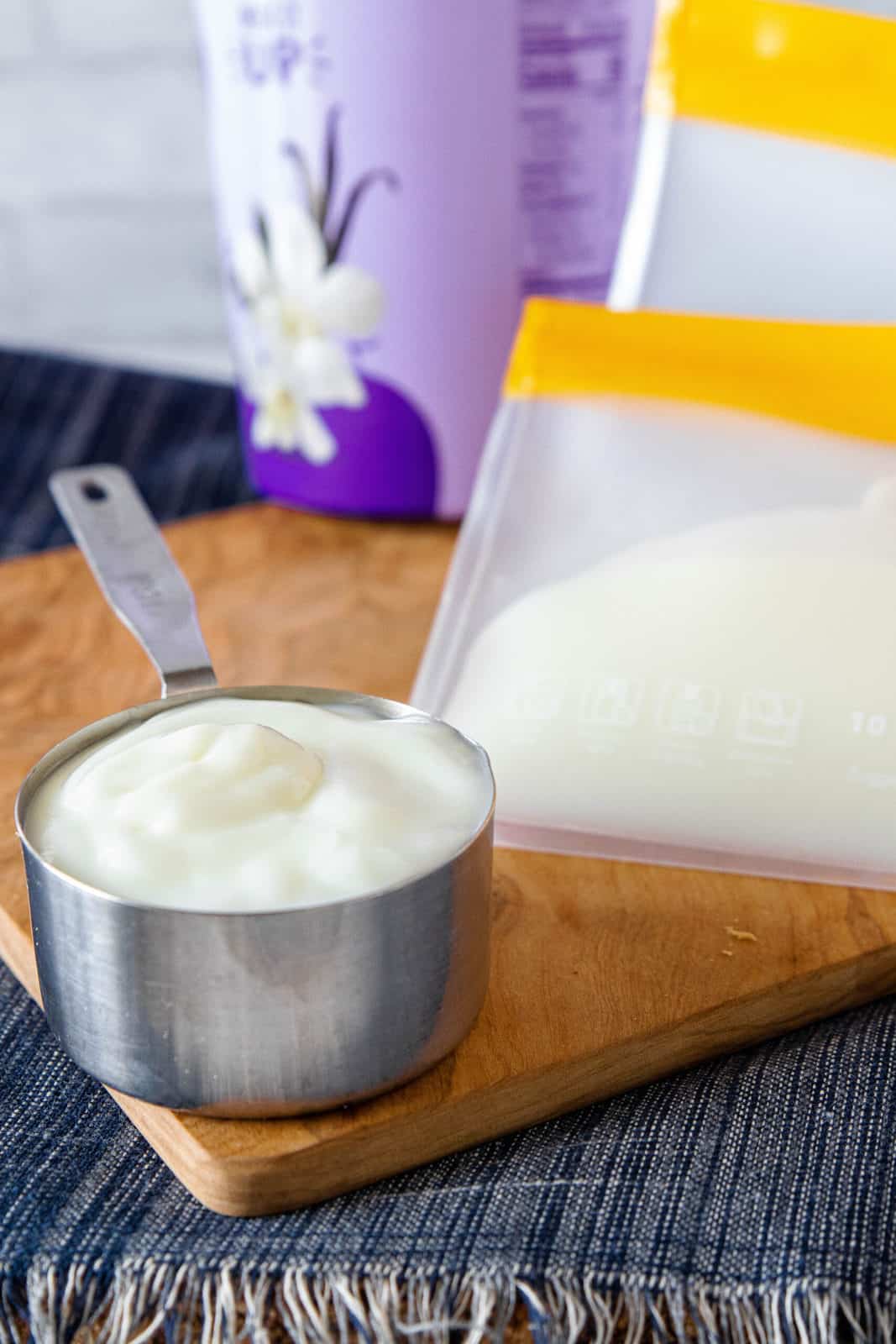 yogurt in measuring cup