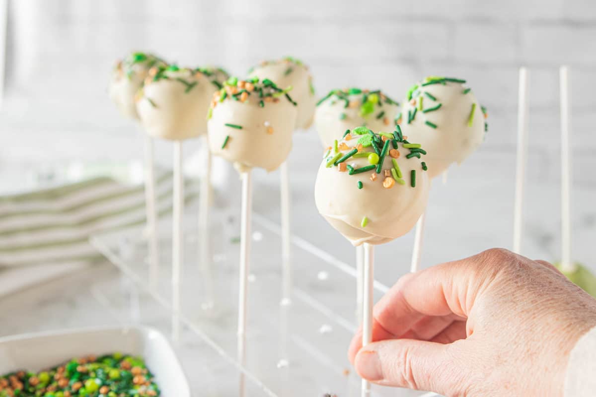 hand holding a cake pop